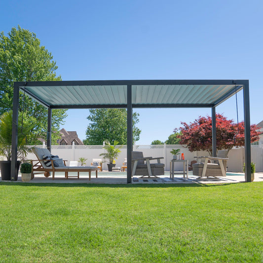 Premium 20x10 Sarasota Steel Louvered Pergola