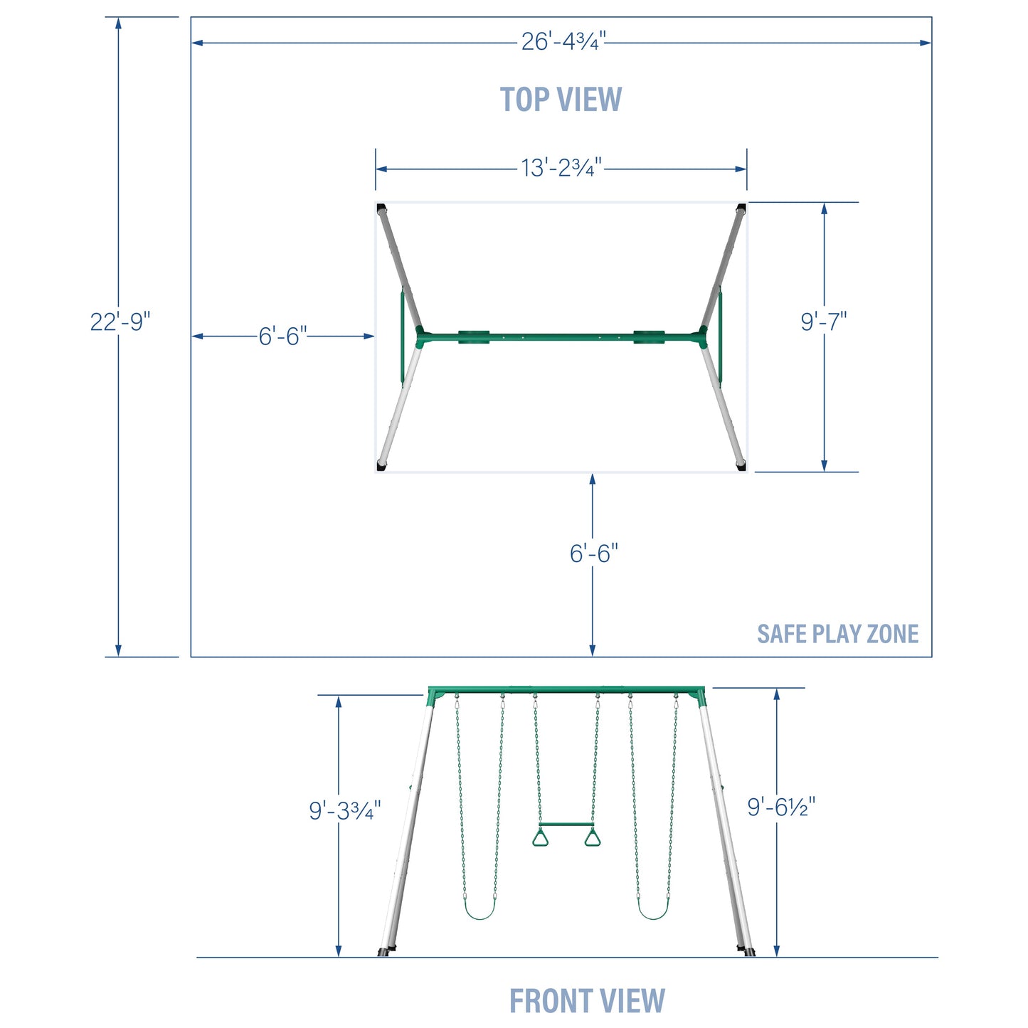 Premium Big Brutus Heavy-Duty Metal A-Frame Swing Set