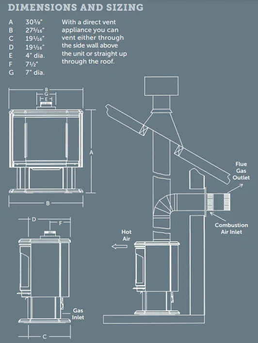 Premium Kingsman 27" Free Standing Direct Vent Gas Stove - FDV350