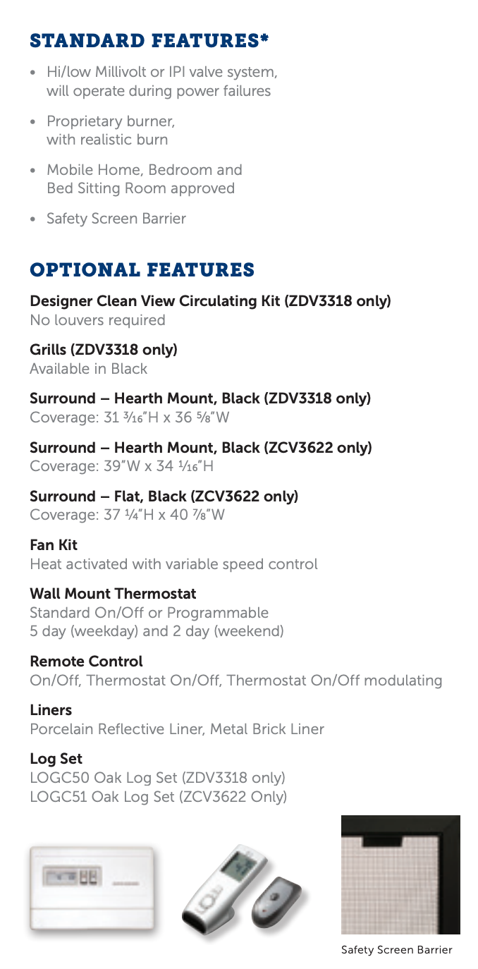 Premium Kingsman 36" Zero Clearance Direct Vent Gas Fireplace - ZCV3622
