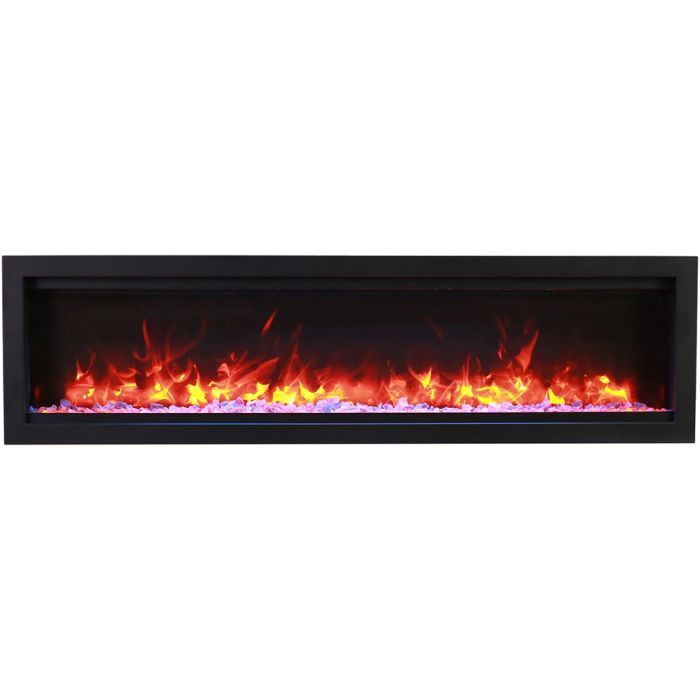 Premium Amantii Symmetry Lumina Electric Fireplace with Real Glass and Oak Log Media Kit