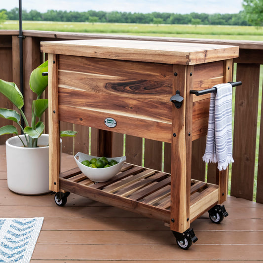 Premium 100 Quart Patio Cooler - Acacia