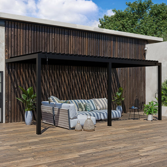 Premium 20x10 Evanston Wall Mounted Louvered Pergola