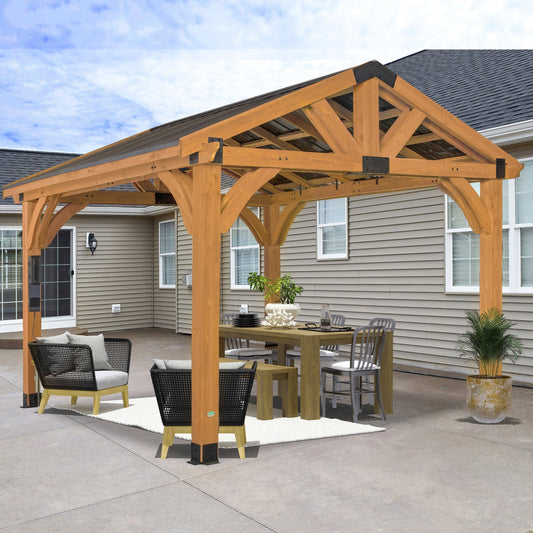 Premium 12x12 Arlington Gazebo with Electric - Lt Brown