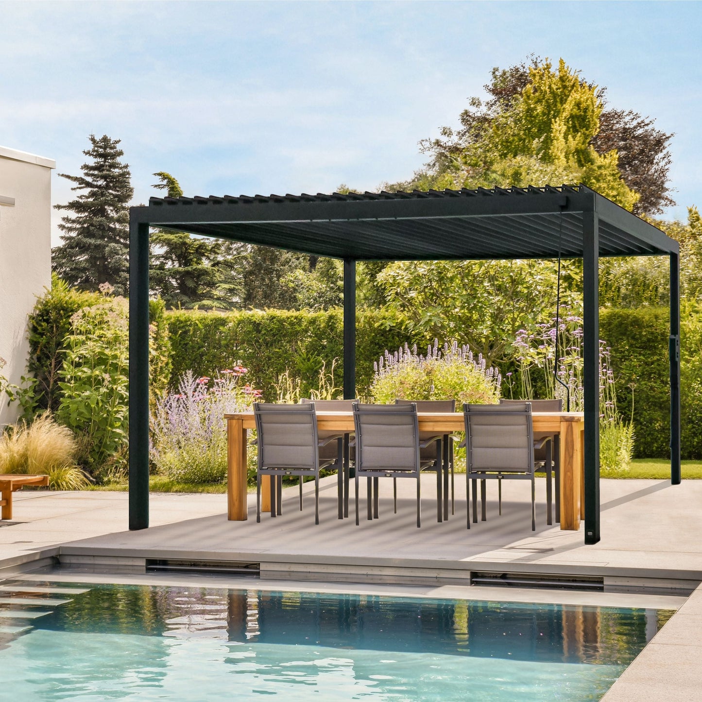 Premium 16x10 Sarasota Steel Louvered Pergola