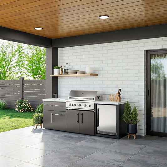 Premium Emory 9' Galvanized Steel Outdoor Kitchen Island