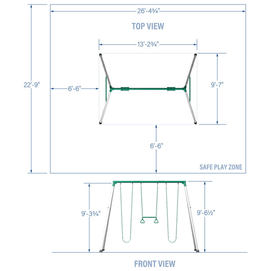 Premium Big Brutus Heavy-Duty Metal A-Frame Swing Set