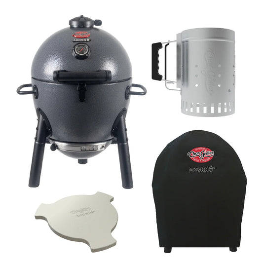 Premium AKORN® Jr. Kamado Grill, Smokin' Stone, Cover, Chimney Bundle