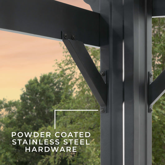 Premium 16x12 Stratford Traditional Steel Pergola With Sail Shade Soft Canopy