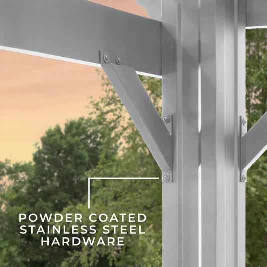 Premium 14x12 Hawthorne Traditional Steel Pergola With Sail Shade Soft Canopy