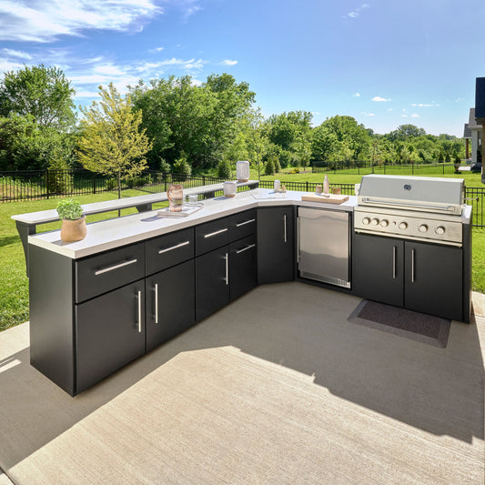 Premium Emory Corner Outdoor Kitchen Island and Bar – Right