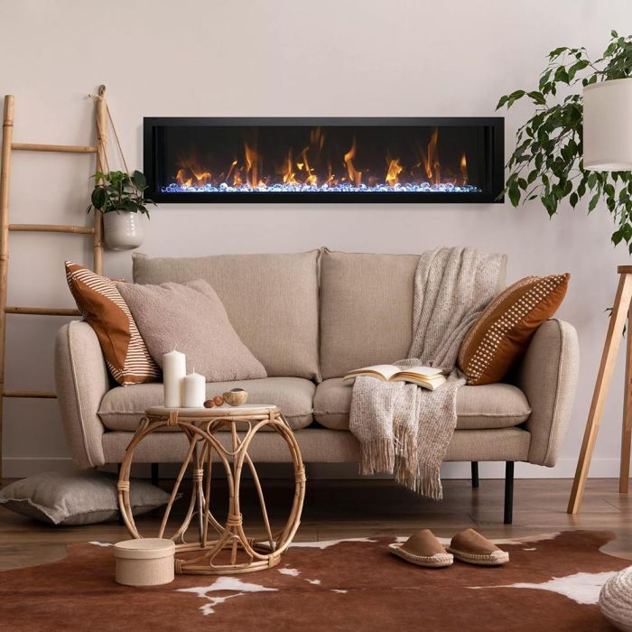 Premium Amantii Panorama Slim and Deep Full View Smart Electric Fireplace with Glass Media Kit
