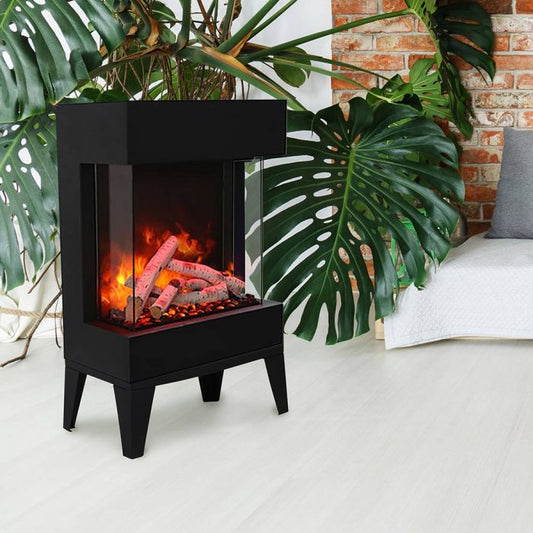 Premium Amantii Smart Electric Wall Mount or Freestanding Electric Fireplace with 10pc Oak Log Media Kit