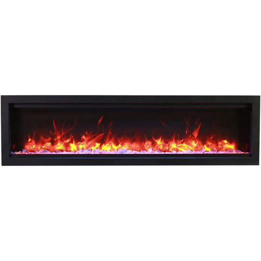 Premium Amantii Symmetry Lumina Electric Fireplace with Real Glass and Oak Log Media Kit