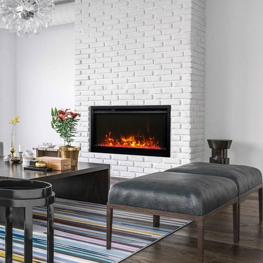 Premium Amantii Traditional Xtraslim Smart Electric Fireplace with Clear Glass Media